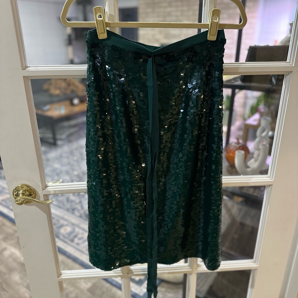 J. Crew Green Sequins Skirt